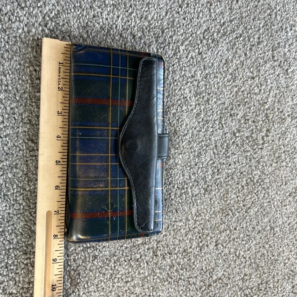 Patricia Nash Plaid Wallet Womens linnet leather Blue Green Tartan Slim Clutch‎